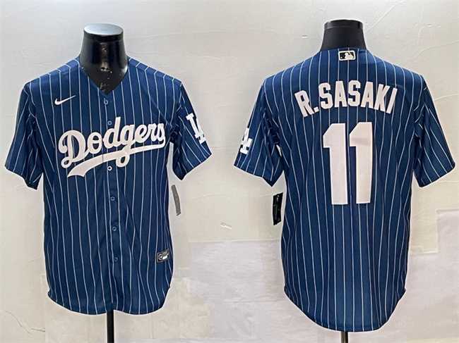 Mens Los Angeles Dodgers #11 Roki Sasaki Navy Cool Base Stitched Jersey